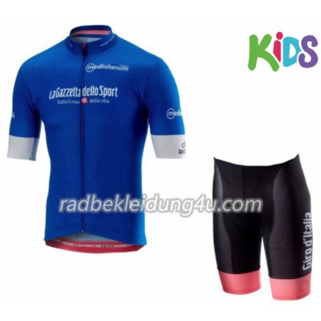 Set Azurblaues Fahrradtrikot + Radhose Kurze 2018 Giro d'Italia Kinder